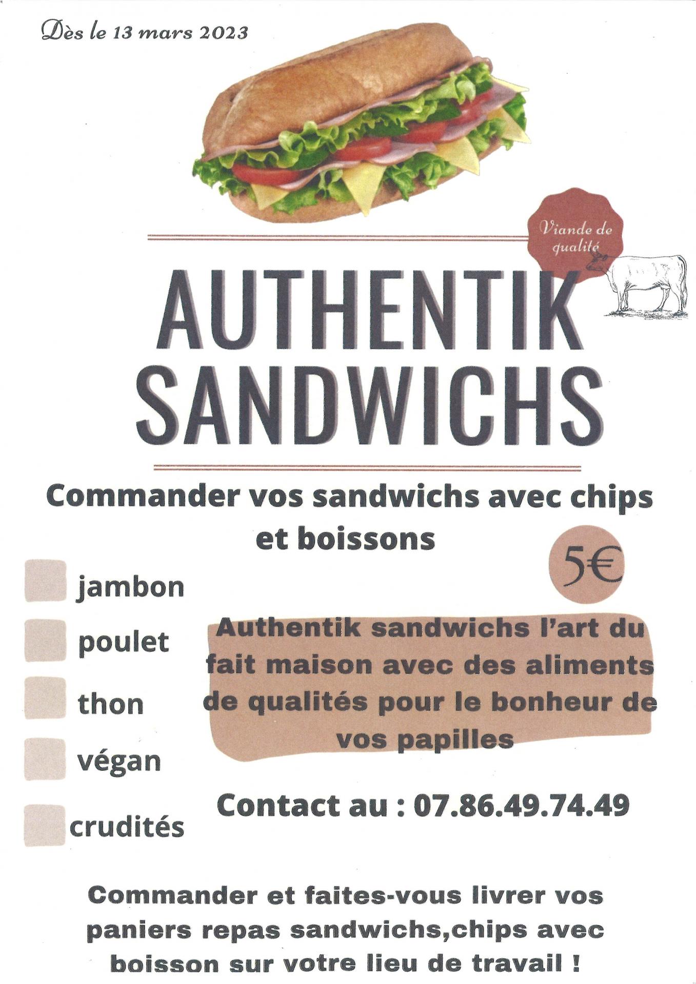 Affiche authentik sandwichs