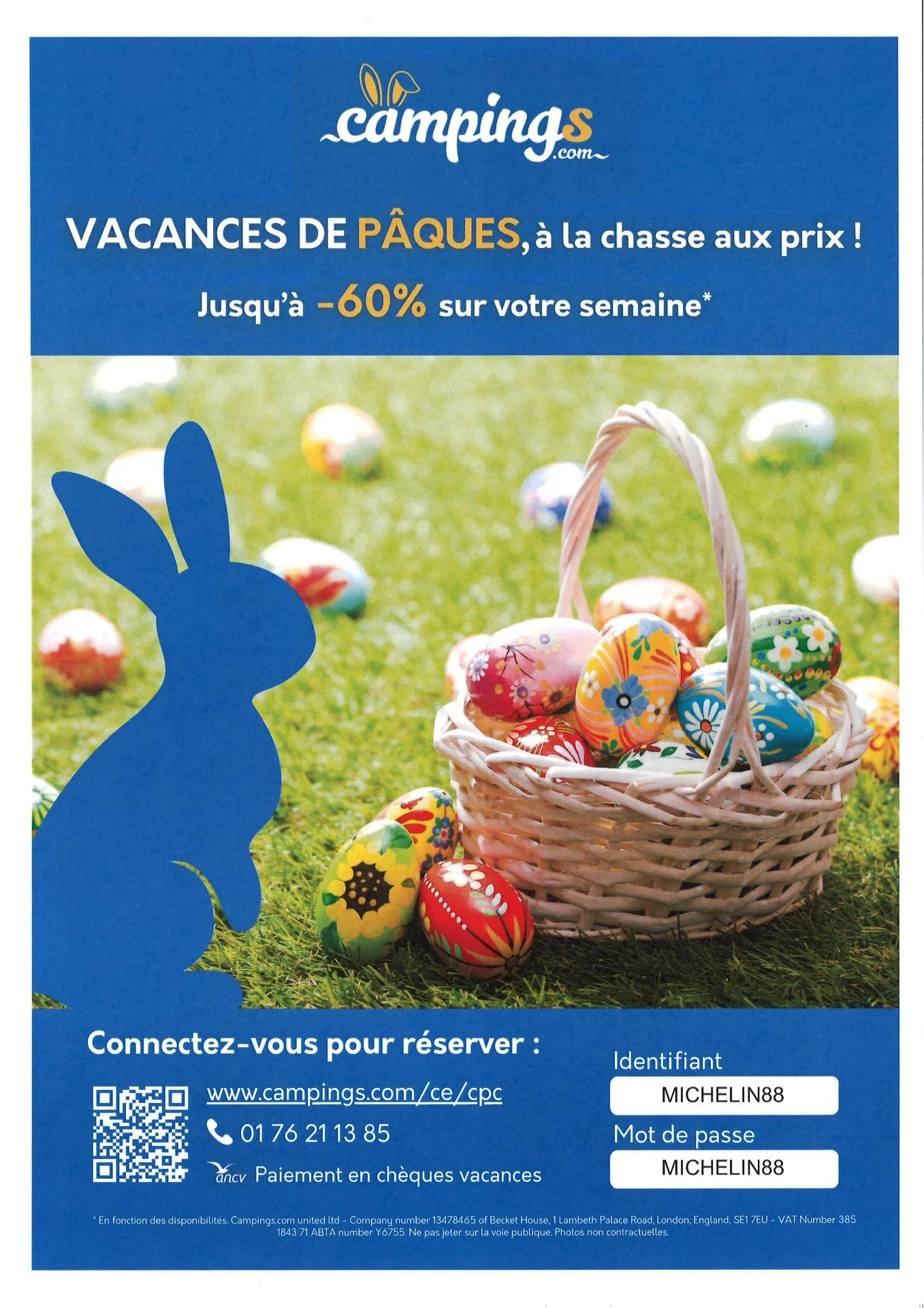 Affiche promo paques camping com 2026