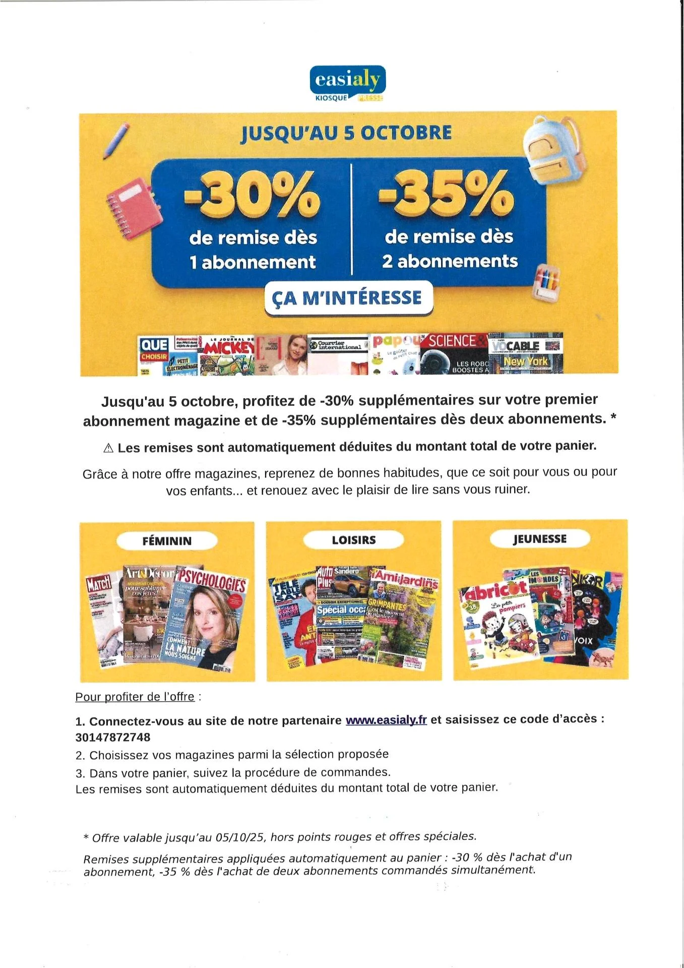 Promo easialy jusque 05 10 25