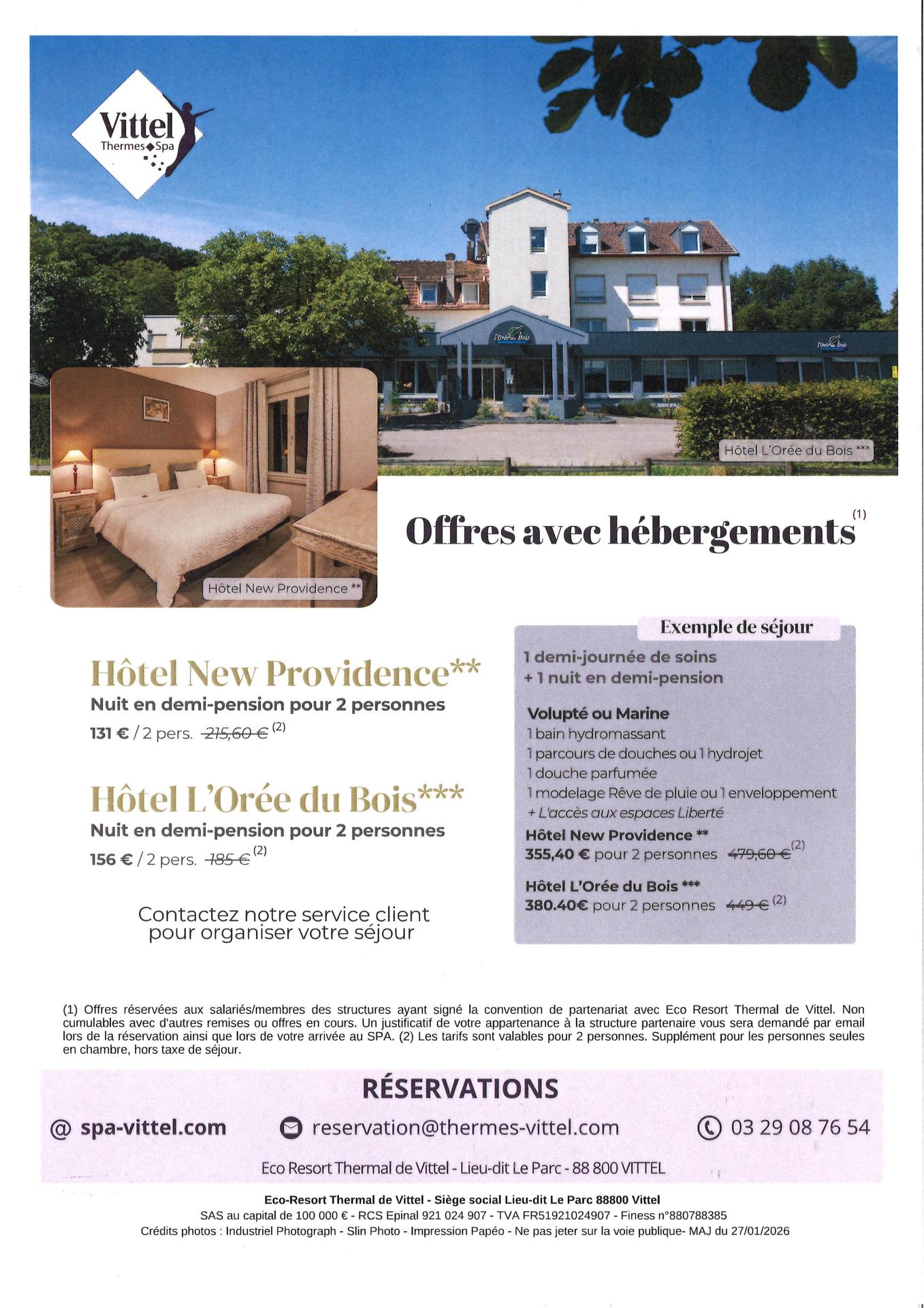 Vittel offre hebergements 2026